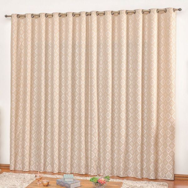Cortina Em Jacquard Degradê 4 00 X 2 70 Para Varão - Avelã -