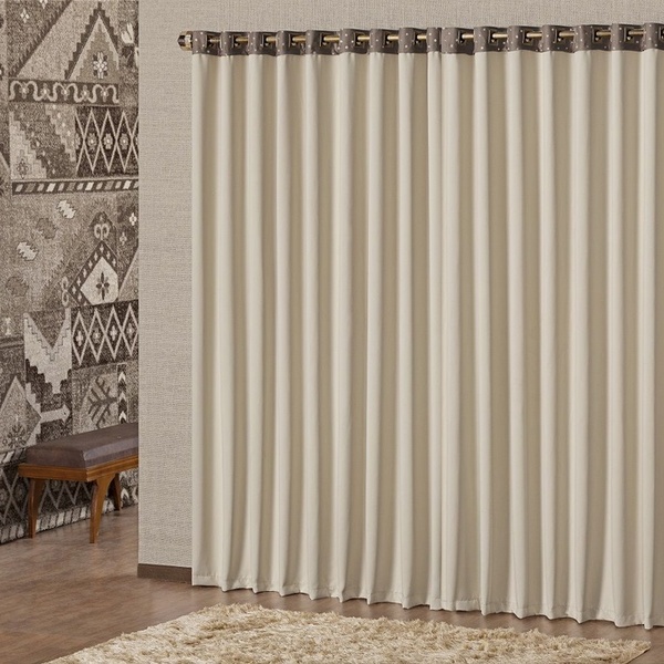 Cortina Ester Blackout Tapa Sol 2,00m X 2.30m. Palha E Tabaco