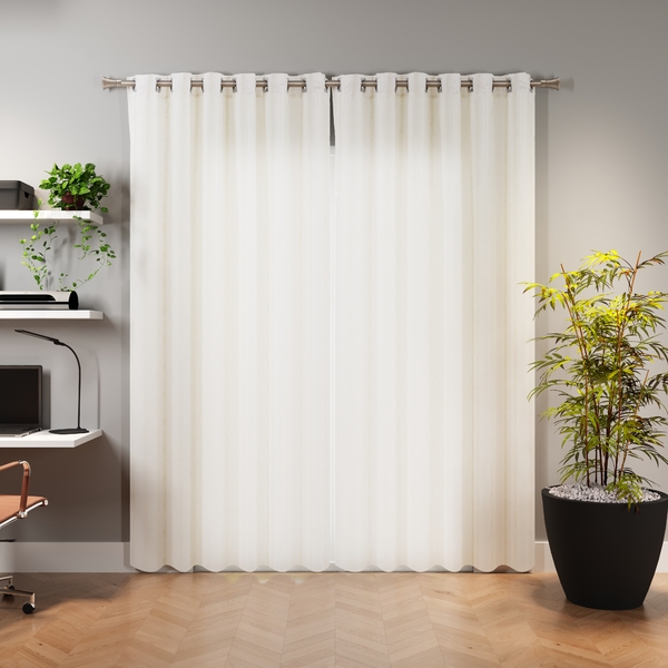 Cortina Fancy Branca e Bege 4,00x2,50m 2 Folhas Belchior