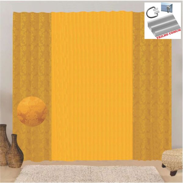 Cortina Firenze Para Trilho Comum Em Jaquard 3 00m X 2 60m Sa