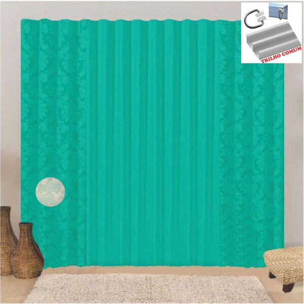 Cortina Firenze Para Trilho Comum Em Jaquard 3 00m X 2 60m Sa