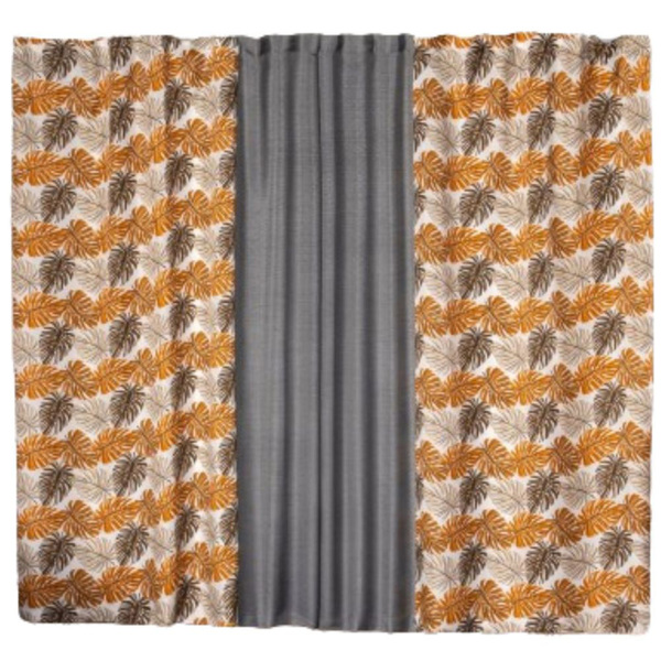 Cortina Floreal 2 Metros Sala Quarto Trilho Comum - Cinza