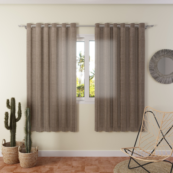 Cortina Frida com Forro Marrom 2,60x1,80m 2 Folhas Belchior