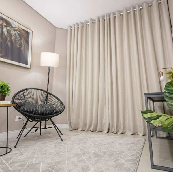 Cortina Gaze De Linho 400m X 270m Com Tecido Corta Luz