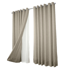 Cortina Gaze De Linho Com Forro Leve 3.00 X 2.60m - Ocre-bege