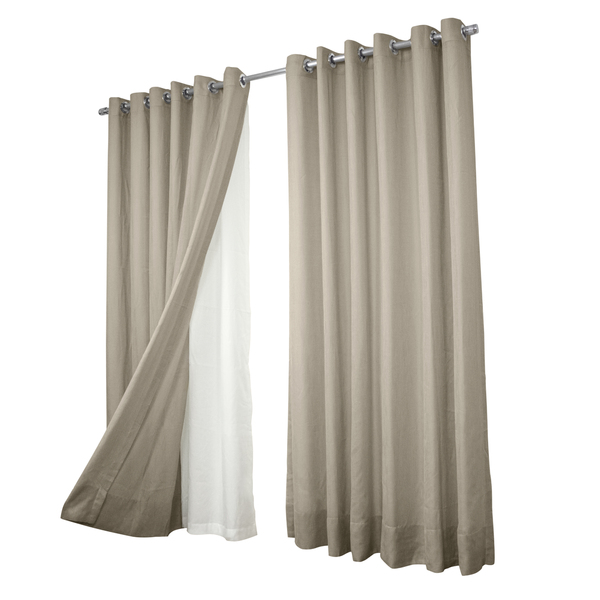 Cortina Gaze De Linho Com Forro Leve 3.00 X 2.60m - Ocre-bege