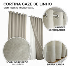 Cortina Gaze De Linho Com Forro Leve 3.00 X 2.60m - Ocre-bege