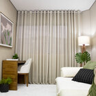 Cortina Gaze De Linho Voal 3.00 X 2.60m Gls - Ocre-bege C/ Il