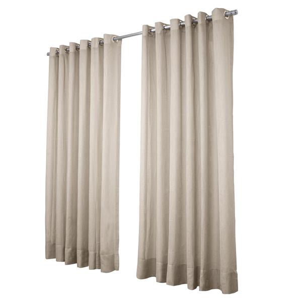 Cortina Gaze De Linho Voal 3.00 X 2.60m Gls - Ocre-bege C/ Il