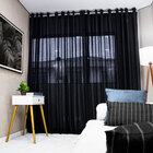 Cortina Gaze De Linho Voal 3.00 X 2.60m Gls - Preto C/ Ilhós