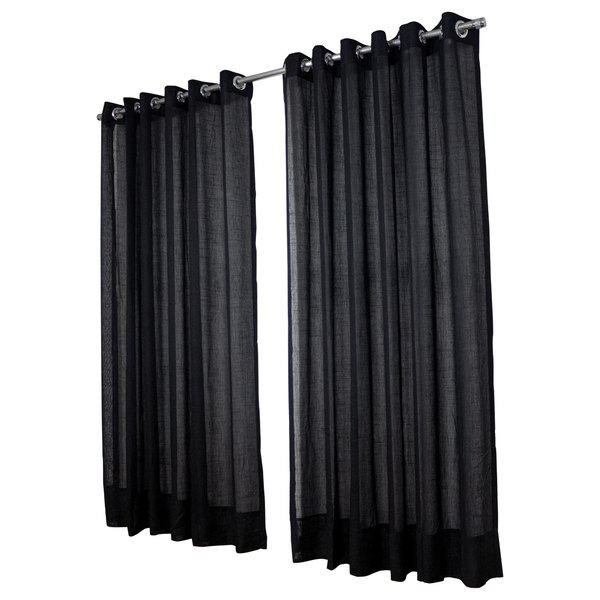 Cortina Gaze De Linho Voal 6.00 X 2.60m Gls - Preto C/ Ilhós