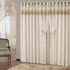 Cortina Glenda Voal Bordado Varão Simples 3,00m X 2,50m. Bege