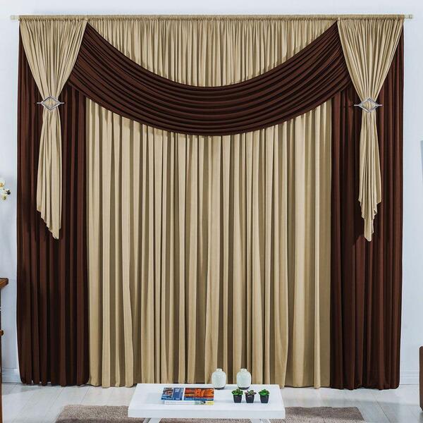 Cortina Helena Varão Simples Malha Gel 3,00m X 2,80m - Tabaco