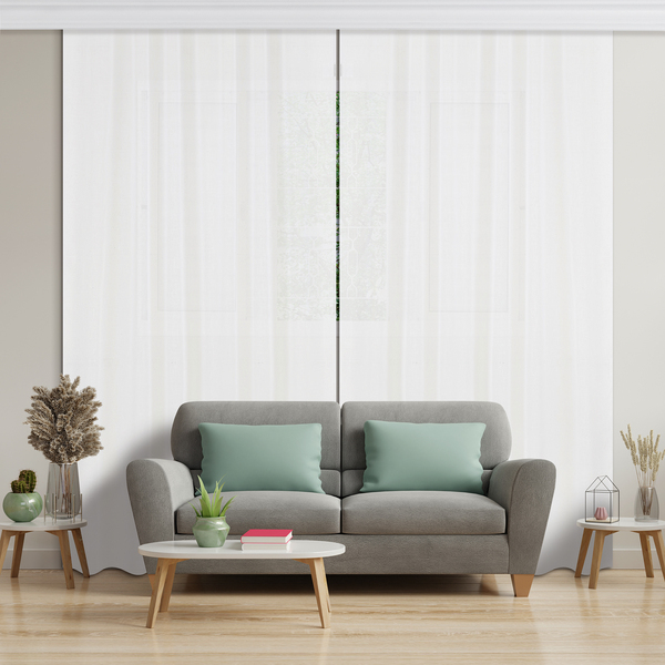 Cortina Hermes Rodizio Deslizante Poliéster Branco 4,00x2,50m 2 Folhas Vestis