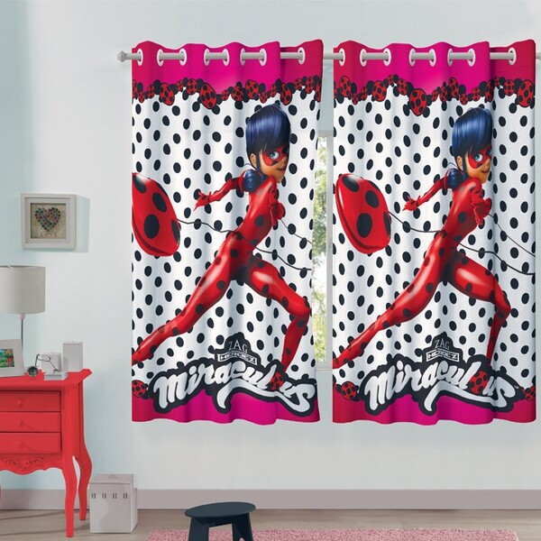 Cortina Infantil - Ladybug - 3 00m X 1 80m - P/ Varão - Lepper