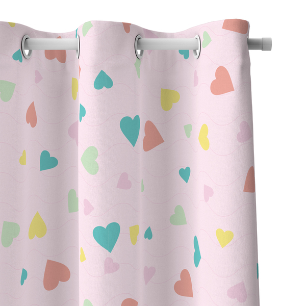 cortina infantil para quarto de meninas coracoes 2 80m x 1 40m