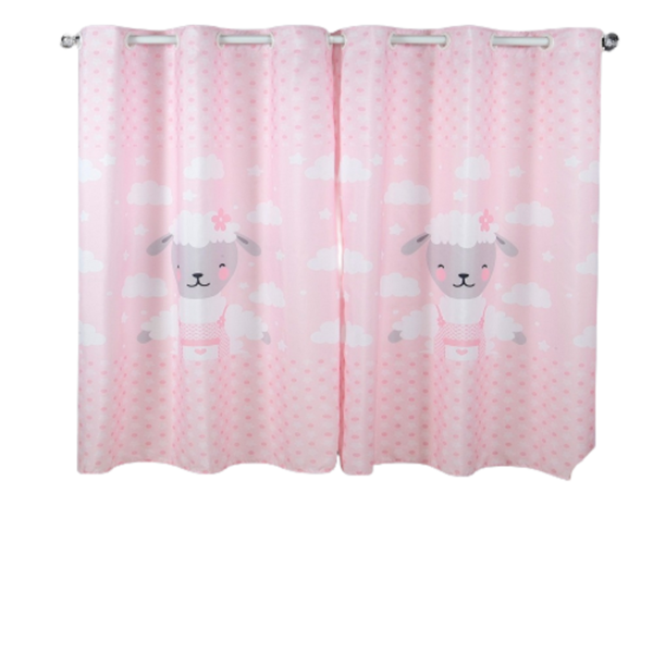 Cortina Infantil Sublimada Estampada 2,00 X1,50m Ovelha Rosa