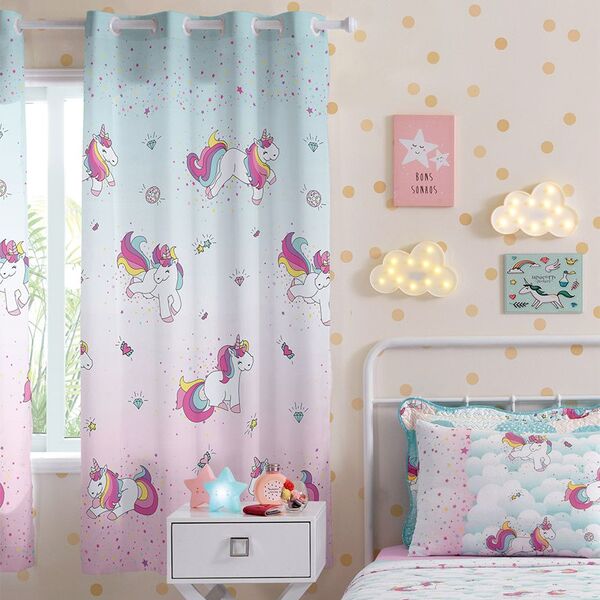 Cortina Infantil - Unicórnio - 2 80m X 1 80m - P/ Varão - San
