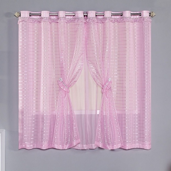 Cortina Iza De Voal Quarto Ou Sala 2,00m X 1,70m. Rosa