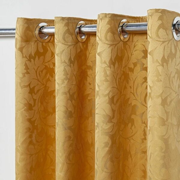 Cortina Jacquard 2,80x1,80 Para Varão Simples Dourado