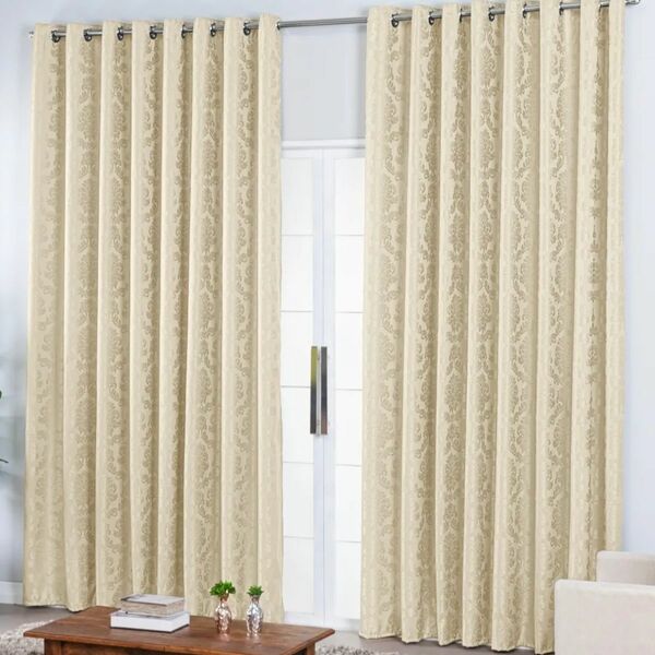Cortina Jacquard 2,80x2,30 Para Varão Simples Palha