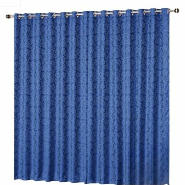 Cortina Jacquard 2,80x2,70 Para Varão Simples Azul