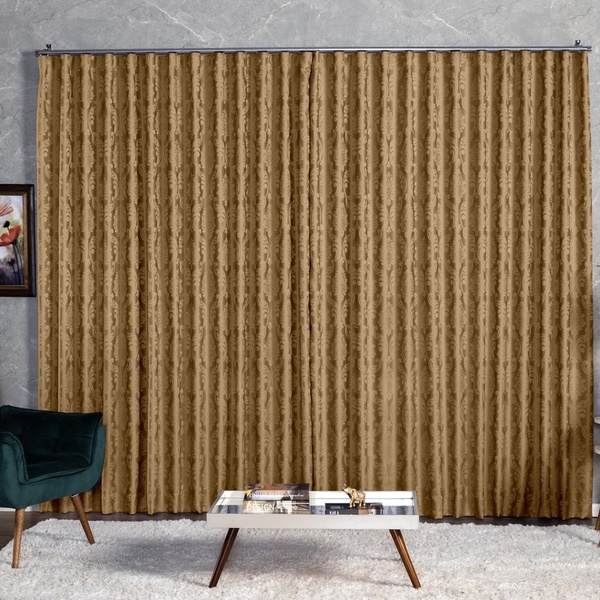 Cortina Jacquard 2,80x2,50 Para Trilho Suíço Dourado | Leroy Merlin