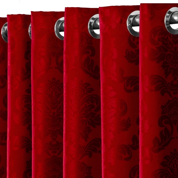 Cortina Jacquard 3,00x2,70 Para Varão Simples Vermelho