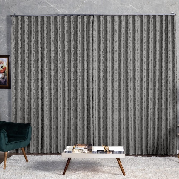 Cortina Jacquard  3,00x2,30 Para Trilho Suíço Cinza