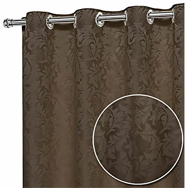 Cortina Jacquard  3,00x2,30 Para Varão Simples Marrom-escuro