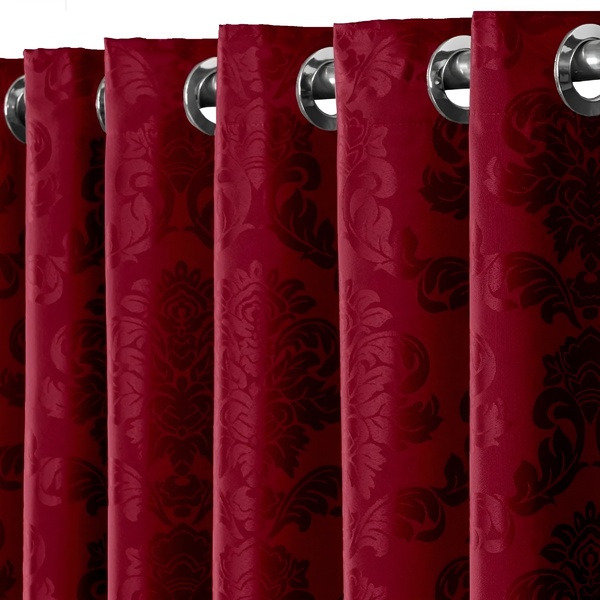 Cortina Jacquard  5,00x2,30 Para Varão Simples Cor Vinho