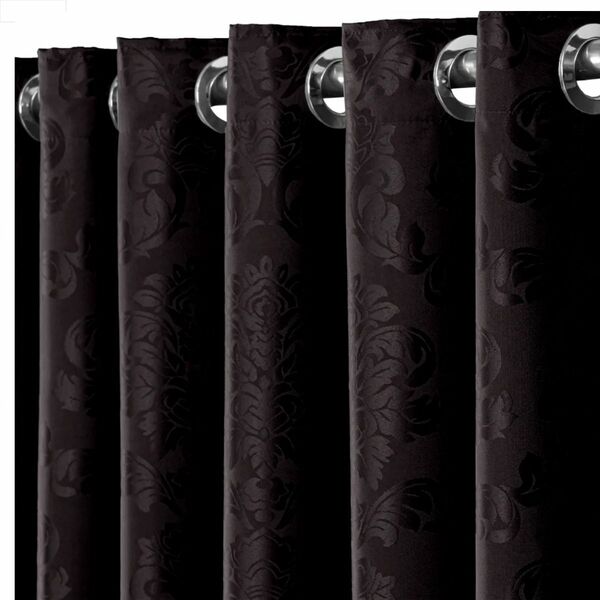 Cortina Jacquard  6,00x2,30 Para Varão Simples Preto