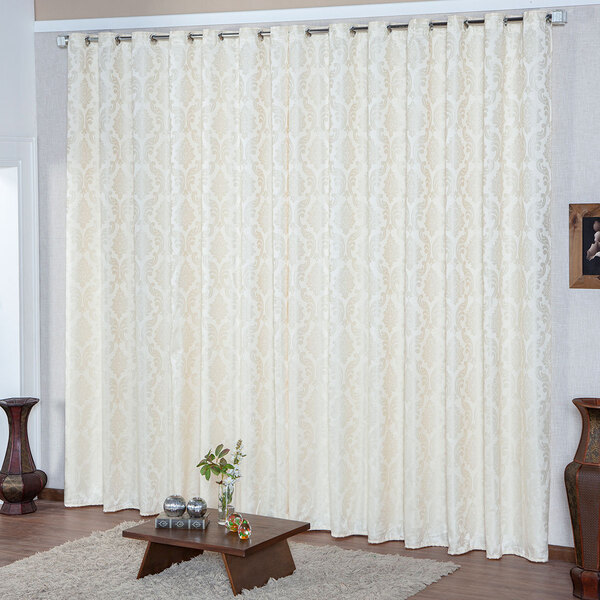 Cortina Jacquard Palha 3,00m X 2,70m - Ideal Para Varão Simpl