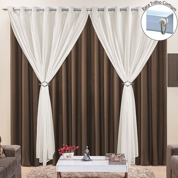 Cortina Jéssica 2 00m X 1 70m Tecido Microfibra Com Voal Excl