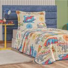 Cortina Juvenil Quarto Menino E Colcha Matelada Dinossauro -