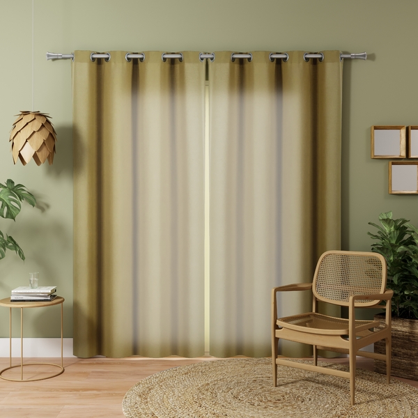 Cortina Kazzan Amarela 2,60x2,30m 2 Folhas Beca Decor