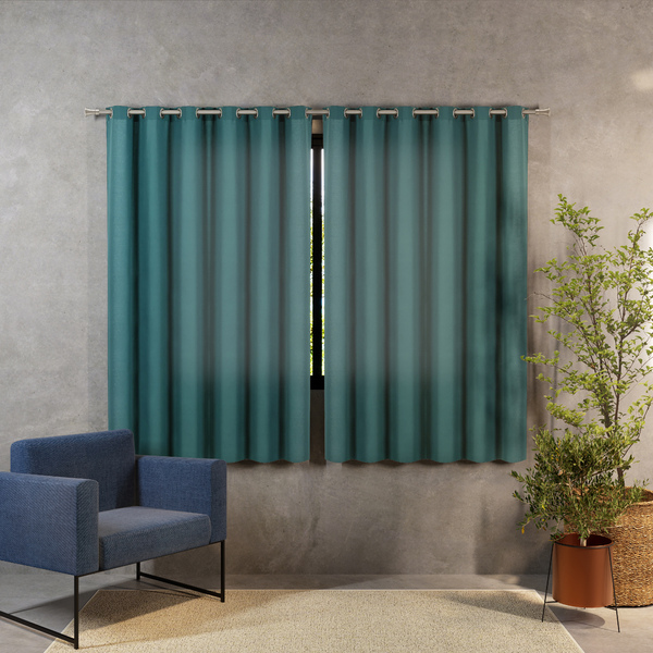 Cortina Kazzan Verde 2,60x1,70m 2 Folhas Beca Decor