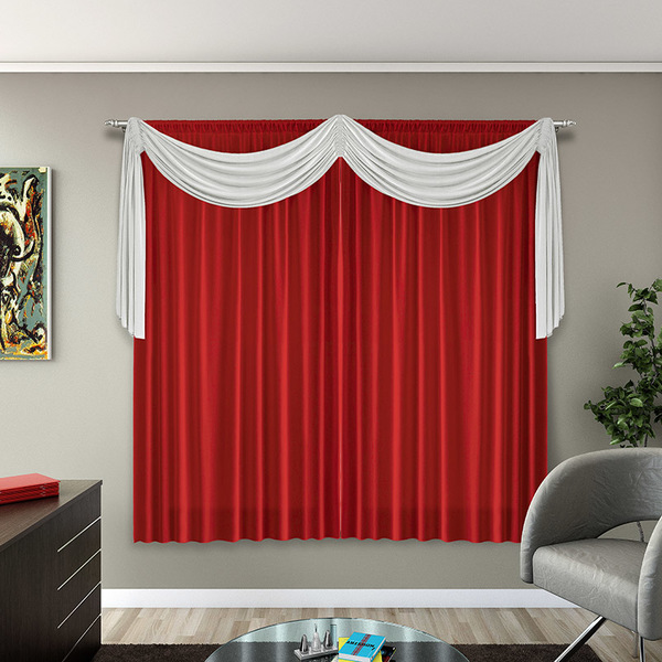 Cortina Laís - Malha - Quarto e Sala - 2,00m x 1,80m - Vermelho
