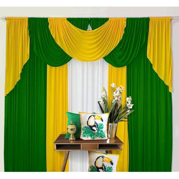 Cortina Larissa Varão Duplo Malha 3,00m X 2,60m - Verde Amare