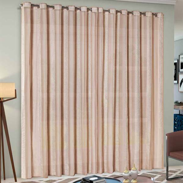 Cortina Linho Bordado Sala Quarto 3 00m X 2 75m  Ilhós Cromad