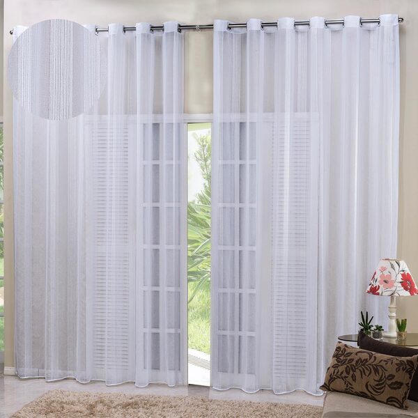 Cortina Linho Bordado Sala Quarto 5 00m X 2 75m  Ilhós Cromad