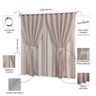Cortina Linho Flame Voil De Gaze 2 80m X 2 50m C/ Forro E Abr