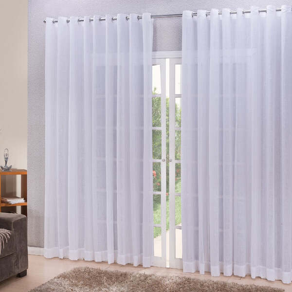 Cortina Linho Tecido 6,00x2,80 Para Varão Simples Branco