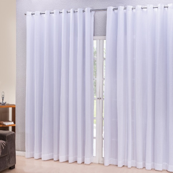 Cortina Linho Tecido 6,00x2,80 Para Varão Simples Palha
