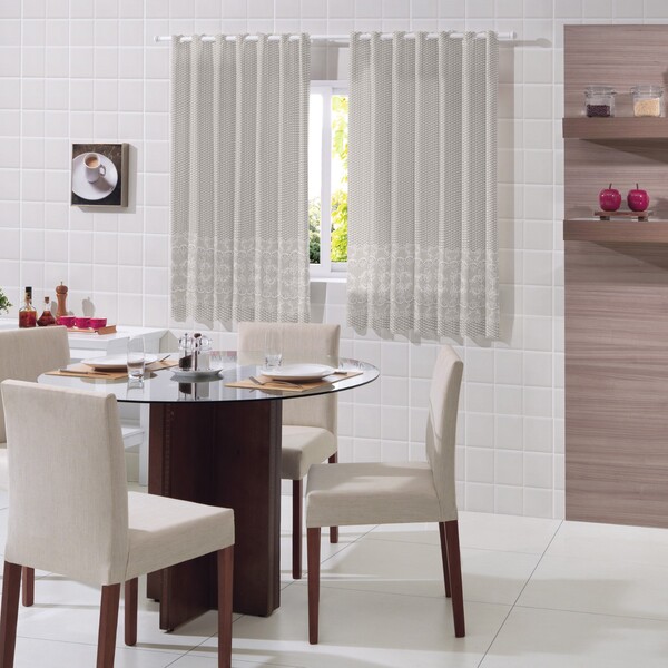 Cortina Luna Fixação Ilhós Poliéster Branca 1,20X2,20m 2 Folhas Bella Janela