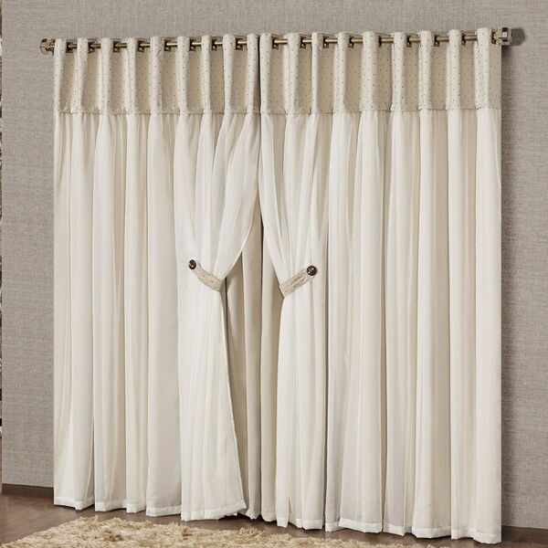 Cortina Madri 2 00m X 1 70m Tecido Blackout Com Voal Clássica