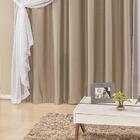 Cortina Madri 4m X 2,50m Bege Para Varão Simples Semi Blecaute