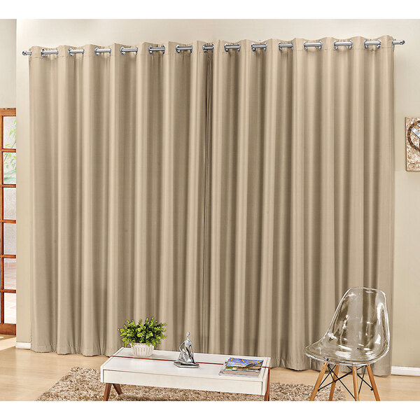 Cortina Madri 4m X 2,50m Bege Para Varão Simples Semi Blecaute