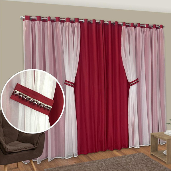 Cortina Maracris Varão Micropercal E Voal 3 00m X 2 60m - Ver