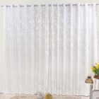 Cortina Mari 2 00m X 1 70m Palha Tecido Jacquard Floral Flore